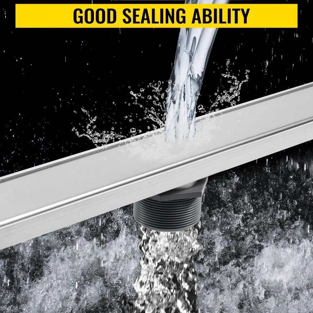 VEVOR Linear Drain 304 Stainless Steel Infinity Drain 36x2.75in Linear Tile Drain 30L/Min High Flow Capacity Invisible Drain With ''V'' Shape Shower Floor Drain For Kitchens, Bathrooms, Garages.
