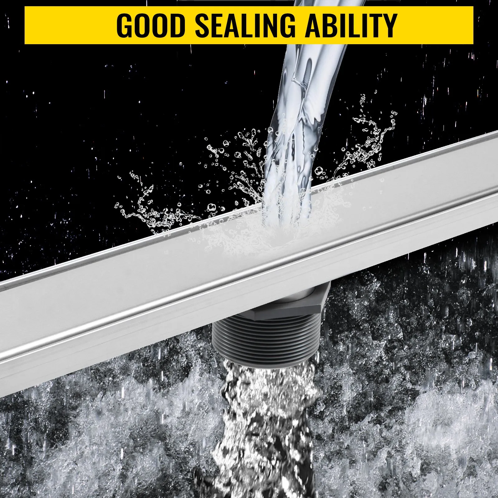 VEVOR Linear Drain 304 Stainless Steel Infinity Drain 36x2.75in Linear Tile Drain 30L/Min High Flow Capacity Invisible Drain With ''V'' Shape Shower Floor Drain For Kitchens, Bathrooms, Garages.