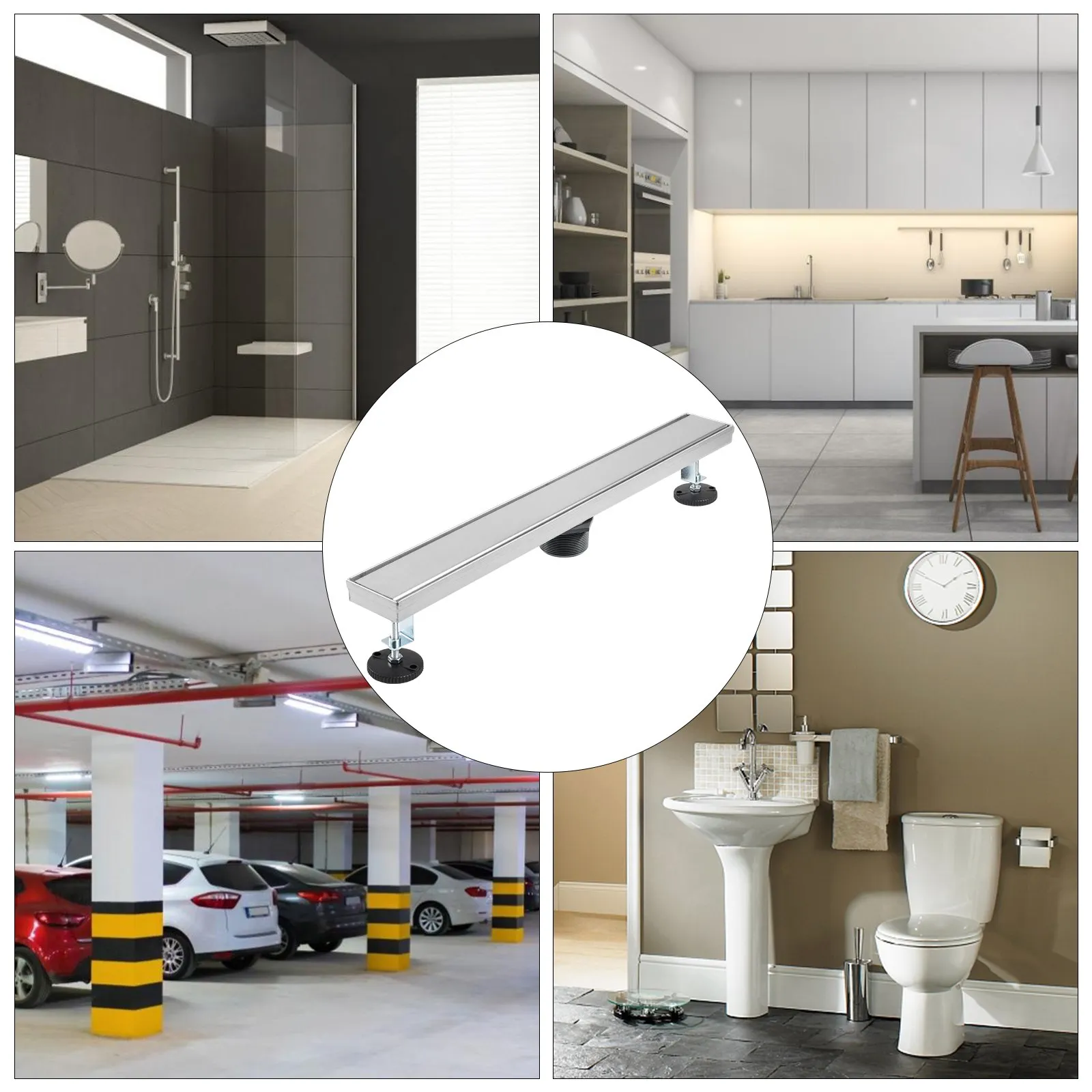 VEVOR Linear Drain 304 Stainless Steel Infinity Drain 36x2.75in Linear Tile Drain 30L/Min High Flow Capacity Invisible Drain With ''V'' Shape Shower Floor Drain For Kitchens, Bathrooms, Garages.