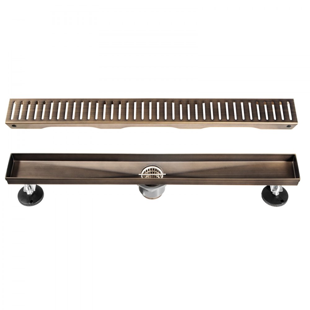 VEVOR Linear Drain 304 Stainless Steel 24x2.75in Linear Tile Drain 30L/Min High Flow Capacity Invisible Drain with ''V'' Shape Shower Floor Drain for Kitchens, Bathrooms, Garages.