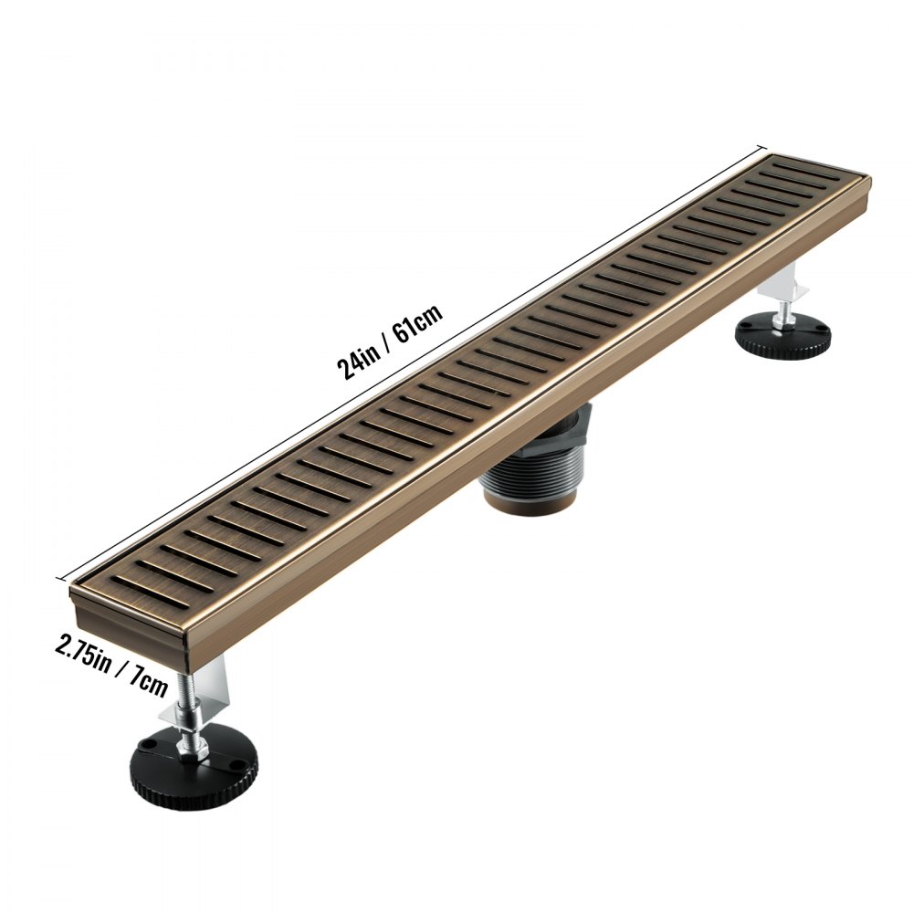 VEVOR Linear Drain 304 Stainless Steel 24x2.75in Linear Tile Drain 30L/Min High Flow Capacity Invisible Drain with ''V'' Shape Shower Floor Drain for Kitchens, Bathrooms, Garages.