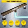 VEVOR Linear Drain 304 Stainless Steel 24x2.75in Linear Tile Drain 30L/Min High Flow Capacity Invisible Drain with ''V'' Shape Shower Floor Drain for Kitchens, Bathrooms, Garages.