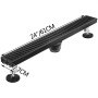 VEVOR Linear Drain 304 Stainless Steel 24x2.75in Linear Tile Drain 30L/Min High Flow Capacity Invisible Drain Shower Floor Drain for Kitchens, Bathrooms, Garages (Black).