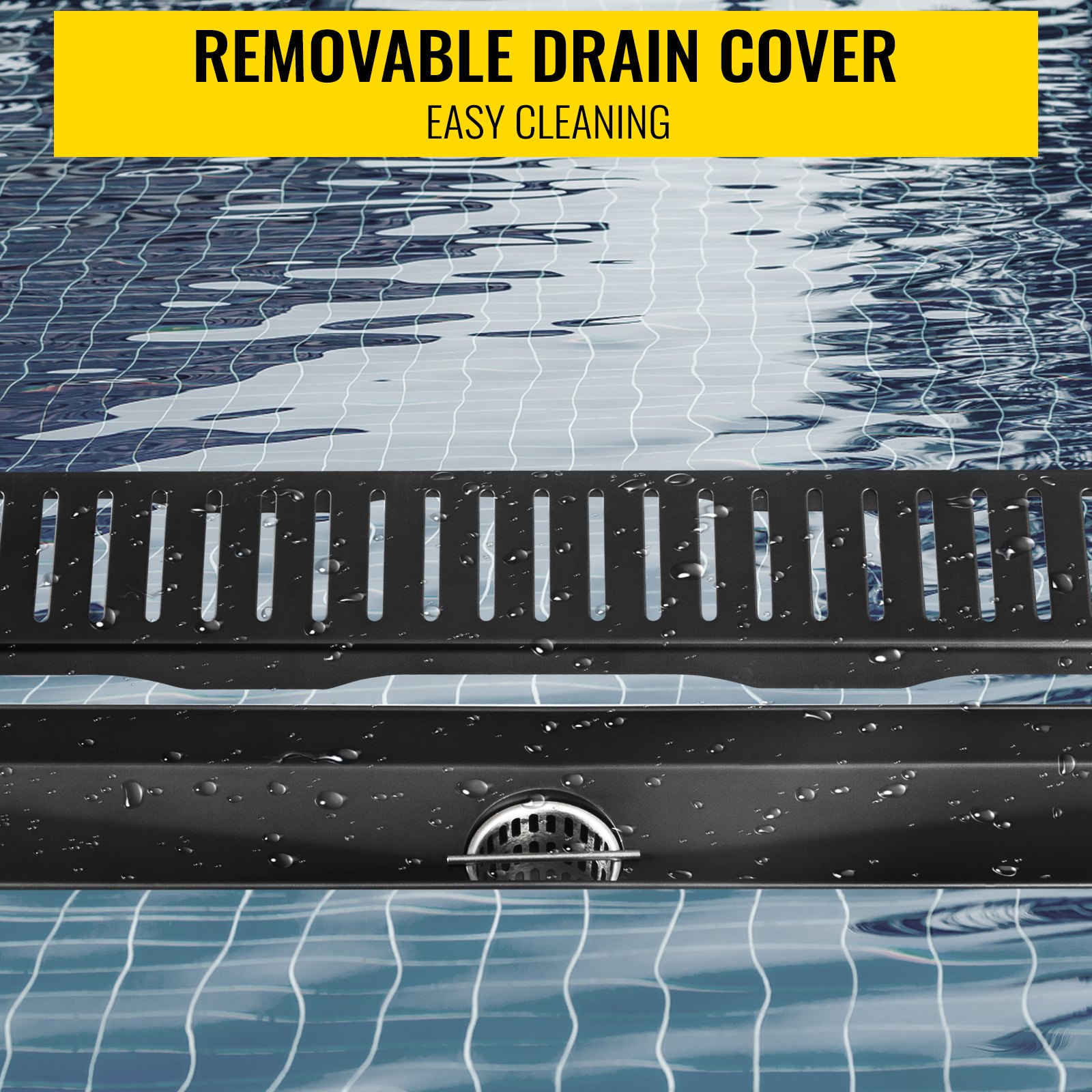 VEVOR Linear Drain Infinity Drain 36in Trench Drain 30L/Min Drain for Bathroom