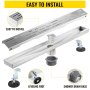 VEVOR Linear Drain 304 Stainless Steel Infinity Drain 24x2.75in Linear Tile Drain 30L/Min High Flow Capacity Invisible Drain With ''V'' Shape Shower Floor Drain For Kitchens, Bathrooms, Garages.