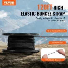 VEVOR 3/8in Bungee Cord 120 ft/36 m Spool Heavy Duty Bungee Straps 100% Stretch