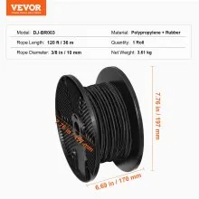 VEVOR 3/8in Bungee Cord 120 ft/36 m Spool Heavy Duty Bungee Straps 100% Stretch