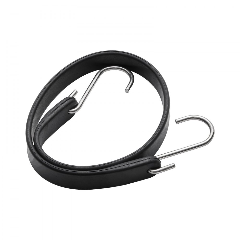 VEVOR 50 Piece Flat Bungee Cord, 19.8 mm Heavy Duty Bungee Straps with Steel S-Hooks, 21" Elastic Bungee Rope for Cargo, Tarps, Trucks and Tent, Black