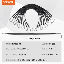 VEVOR 50 Pcs Flat Bungee Cord Set 19.8 mm Heavy Duty Bungee Straps with S-Hook