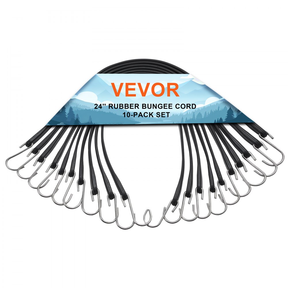 VEVOR 10 Stk Flat Bungee Cord Sett 20 mm Heavy Duty Bungee Straps med S-krok