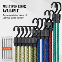 VEVOR 32 Pcs Flat Bungee Cord Set 17 mm Heavy Duty Bungee Straps with J-Hooks