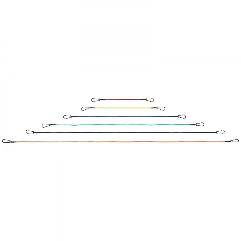 VEVOR 30 Piece Bungee Cords Assortment, 8 mm Heavy Duty Bungee Straps with A3 Steel Carabiners, Includes 10", 18", 24", 36", 48", 60", 72", Portable Storage Bag, 6 Clips & Canopy Ties