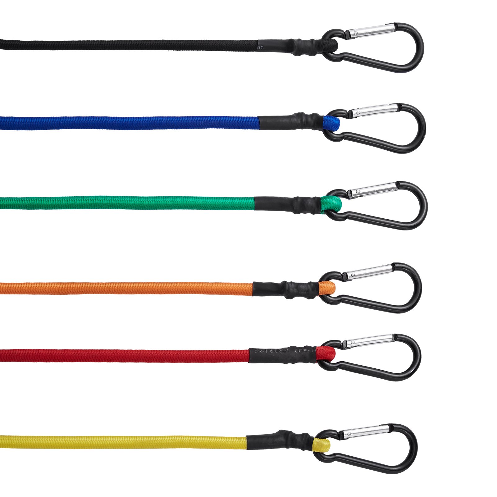 VEVOR 30 Piece Bungee Cords Assortment, 8 mm Heavy Duty Bungee Straps with A3 Steel Carabiners, Includes 10", 18", 24", 36", 48", 60", 72", Portable Storage Bag, 6 Clips & Canopy Ties