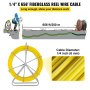 VEVOR Fish Tape Cabling Rods 6MM x 200M, Duct Rodder Fish Tape Continuous Fiberglass, Electrical Cable Threader Running Puller Hand-Operated Draw Wire Retractable Threader + Cage Wheel Stand (0.24 Inch x 656 Ft)