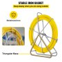 VEVOR Fish Tape Fiberglass 6MM 200M,Duct Rodder Fish Tape Puller Fiberglass Wire Cable Running with Cage and Wheel Stand,Durable Steel Reel Stand,Fish Tape Min Bending Radius 13 inch/330 mm