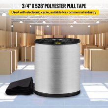 VEVOR 2500Lbs Polyester Pull Tape, 528' x 3/4" Flat Tape for Wire & Cable Conduit Work Variable Functions, Flat Rope for Pulling/Loading/Packing in Any Weather CONDITON