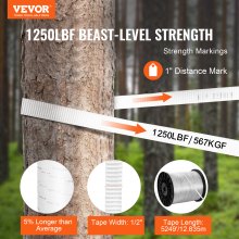 VEVOR Polyester Pull Tape, 1/2" x 5249' Mule Tape Flat Rope, 1250 lbf Tensile Capacity, Printed Webbing Cable Pulling Tape for Packaging, Gardening, Commercial Electrical, Conduit Work, White