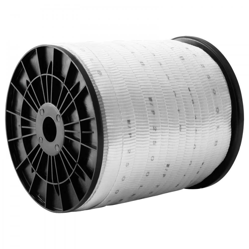 VEVOR Polyester Pull Tape, 1.9 cm x 160.9 m Mule Tape Flat Rope, 1134 kgf Tensile Capacity, Printed Webbing Cable Pulling Tape for Packaging, Gardening, Commercial Electrical, Conduit Work, White