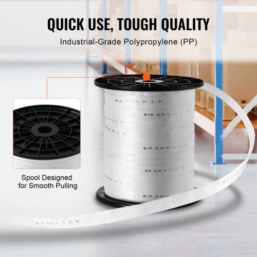 VEVOR 6000 lbs. Polyester Pull Tape 528 ft. x 1 in. Flat Tape for Wire and Cable Conduit Work Variable Functions, White DL25.4MMX161MGDO3V0 - The Home Depot