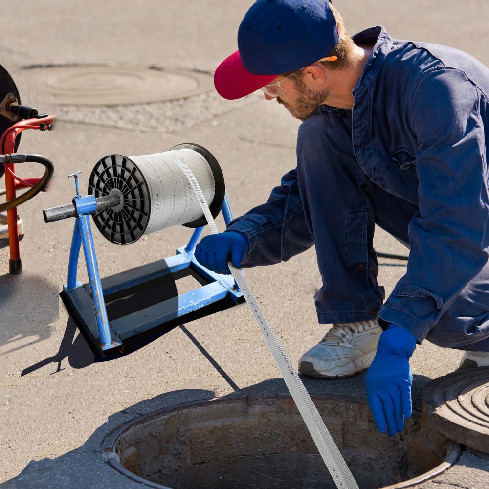 VEVOR Polyester Pull Tape, 2.5 cm x 160.9 m Mule Tape Flat Rope, 2722 kgf Tensile Capacity, Printed Webbing Cable Pulling Tape for Packaging, Gardening, Commercial Electrical, Conduit Work, White