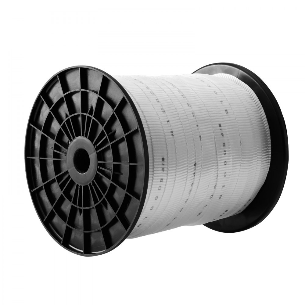 VEVOR Polyester Pull Tape, 2.5 cm x 160.9 m Mule Tape Flat Rope, 2722 kgf Tensile Capacity, Printed Webbing Cable Pulling Tape for Packaging, Gardening, Commercial Electrical, Conduit Work, White