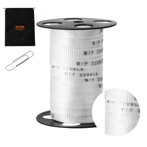 VEVOR Polyester Pull Tape, 5/8" x 108' Mule Tape Flat Rope, 2200 lbf Tensile Capacity, Printed Webbing Cable Pulling Tape for Packaging, Gardening, Commercial Electrical, Conduit Work, White