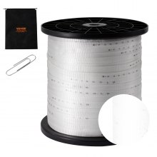 VEVOR Polyester Pull Tape, 3/4" x 2103' Mule Tape Flat Rope, 2500 lbf Tensile Capacity, Printed Webbing Cable Pulling Tape for Packaging, Gardening, Commercial Electrical, Conduit Work, White