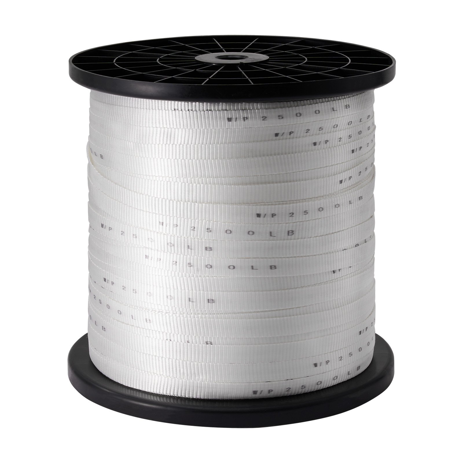 VEVOR Polyester Pull Tape, 1.9 cm x 641 m Mule Tape Flat Rope, 1134 kgf Tensile Capacity, Printed Webbing Cable Pulling Tape for Packaging, Gardening, Commercial Electrical, Conduit Work, White