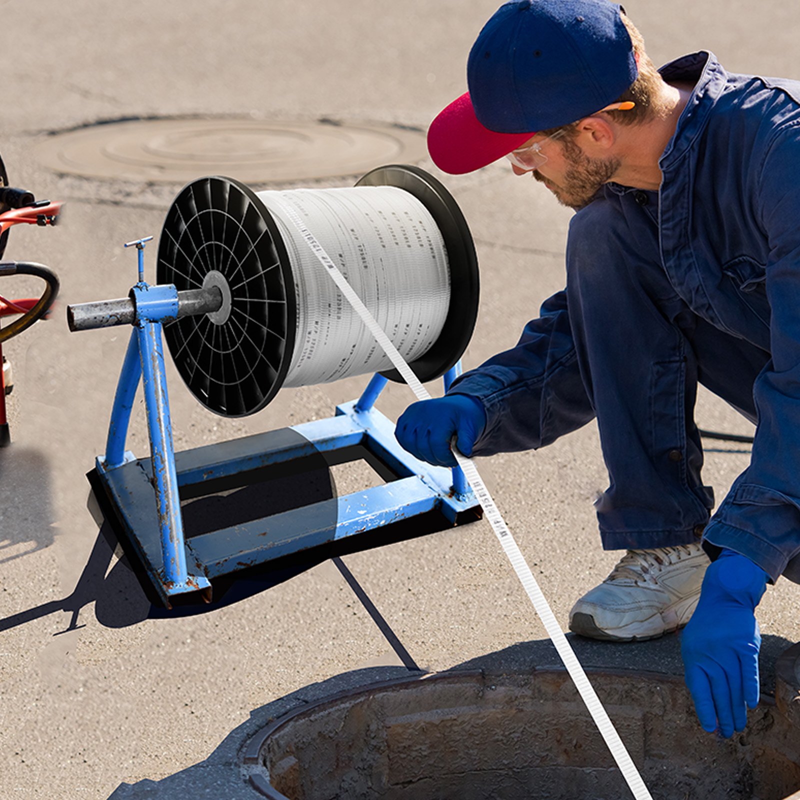 VEVOR Polyester Pull Tape, 1.3 cm x 961 m Mule Tape Flat Rope, 567 kgf Tensile Capacity, Printed Webbing Cable Pulling Tape for Packaging, Gardening, Commercial Electrical, Conduit Work, White