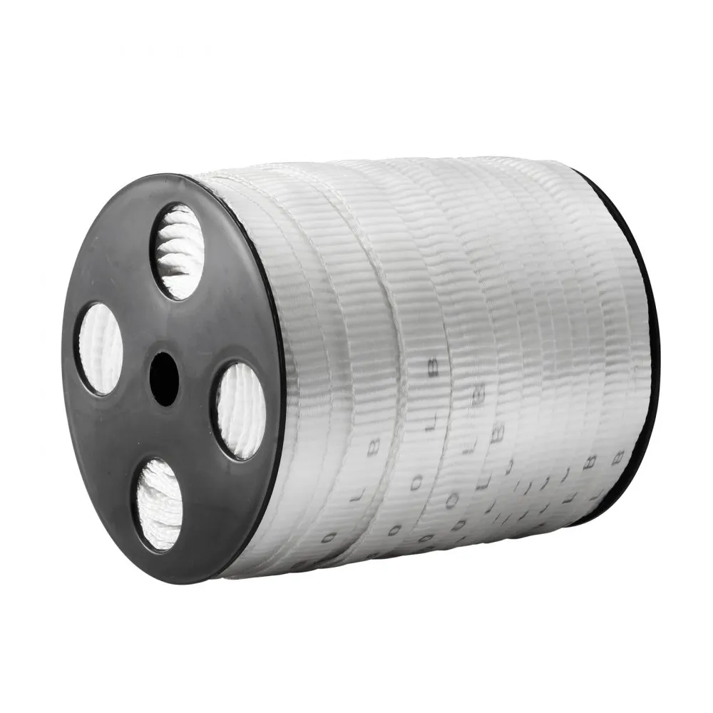 VEVOR polyester pull tape on plastic spool with weight markings, showcasing durable and flexible design.