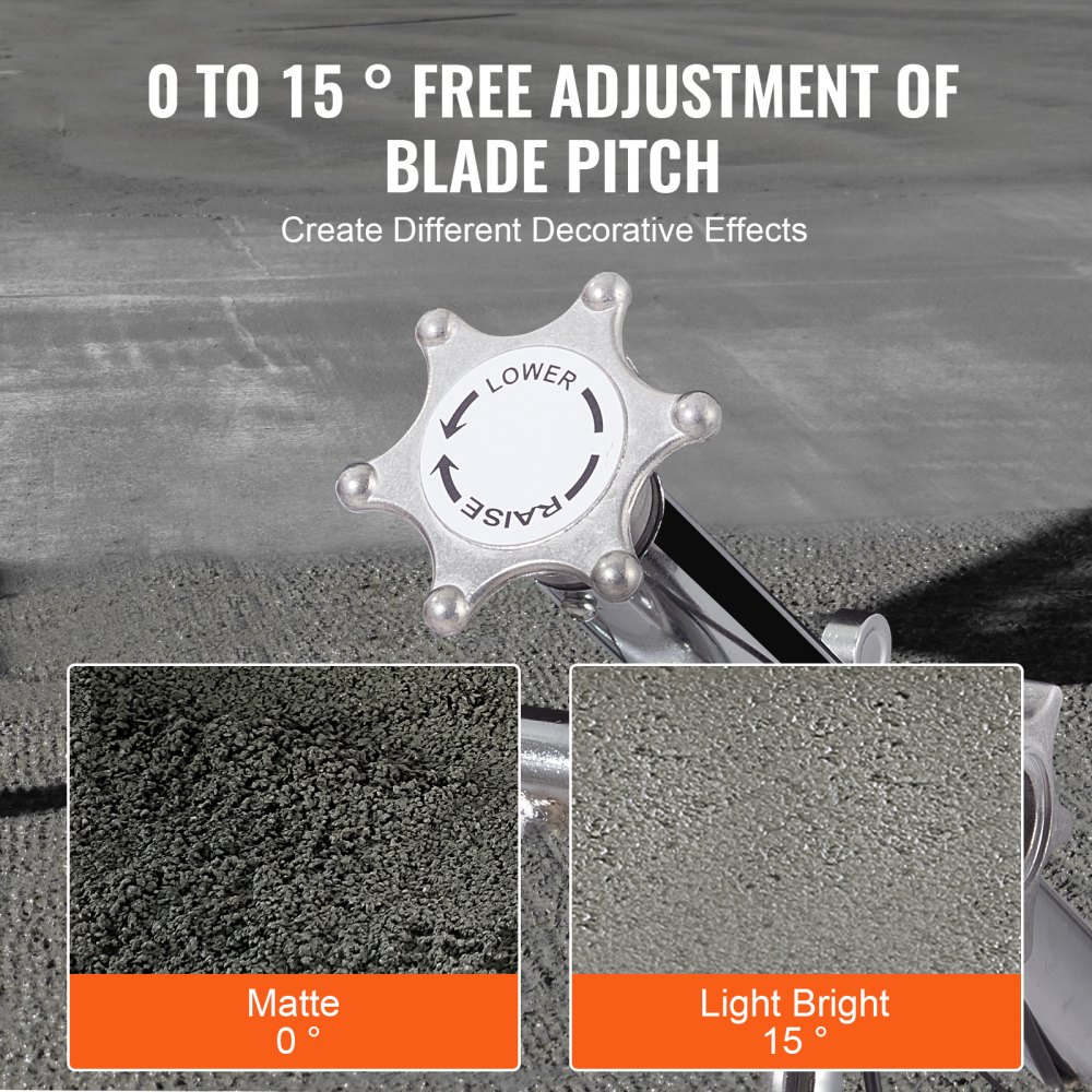 VEVOR Power Trowel, 46” Walk-Behind Cement Trowel with Float Pan, 14HP Gas-Powered Smooth Concrete Surface Finisher, Heavy Duty Commercial Screed Concrete Cement with Finishing Blade, Orange