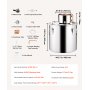 VEVOR Alcohol Still, 13.2 Gal / 50 L Stainless Steel Water Alcohol Distiller with Copper Coil, Home Brewing Refining Fermentation Kit with Thermometer & Pump, for Wine Whisky Brandy, Silver