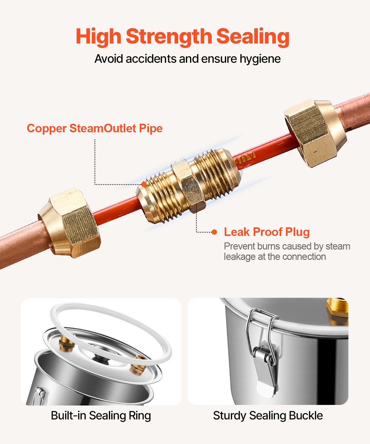 VEVOR Alcohol Still, 13.2 Gal / 50 L Stainless Steel Water Alcohol Distiller with Copper Coil, Home Brewing Refining Fermentation Kit with Thermometer & Pump, for Wine Whisky Brandy, Silver