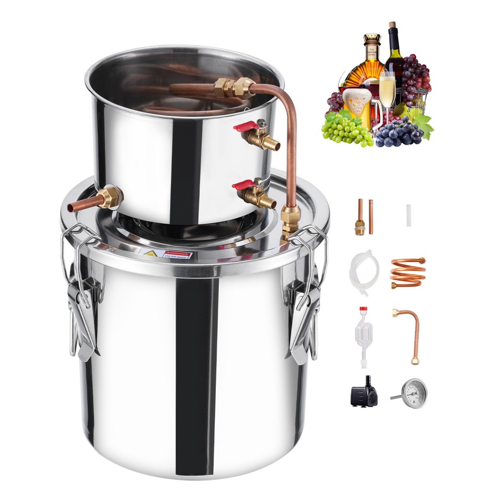 Large Distiller VEVOR Alcohol Still, 3 Gal / 11.4 L Stainless Steel Water Alcohol ...
