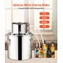 VEVOR Alcohol Still, 5 Gal / 19 L Stainless Steel Water Alcohol Distiller with Copper Coil, Home Brewing Refining Fermentation Kit with Thermometer, for Wine Whisky Brandy, Silver