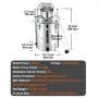 VEVOR destilační přístroj na alkohol Alkoholový destilátor na neperlivou vodu 13Gal se soudkem Thumper a vodní pumpou