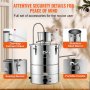 VEVOR alcohol still with one-way exhaust valve, stainless steel barrel, sealing bucket, portable handle.