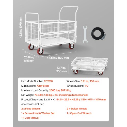 Võrega platvormkäru 907 kg — pilt 7