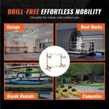VEVOR Freestanding Kayak Storage Rack, Kayak Stand for 2 Kayak Canoe Paddleboard, Heavy-duty Steel Kayak Hanger Holder with Padded Arms and Adjustable Width, 175LBS Max Load, for Indoor Outdoor Garage