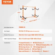 VEVOR Freestanding Kayak Storage Rack, Kayak Stand for 4 Kayak Canoe Paddleboard, Heavy-duty Steel Kayak Hanger Holder with Padded Arms and Adjustable Width, 220LBS Max Load, for Indoor Outdoor Garage
