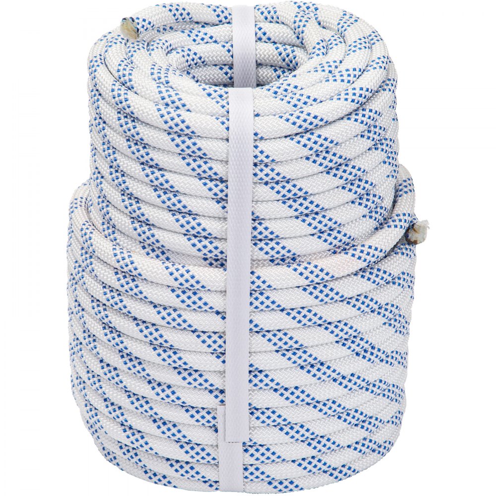 Vevor Double Braid Polyester Rope 3/7'' X 100 Ft Pulling Rope Cord White/blue