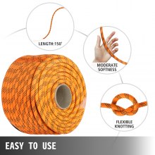 VEVOR 7/16 Inch Double Braid Polyester Rope 150 Feet Nylon Pulling Rope 880LB High Force Polyester Load Sailing Rope for Arborist Gardening Marine (7/16 Inch-150Feet)