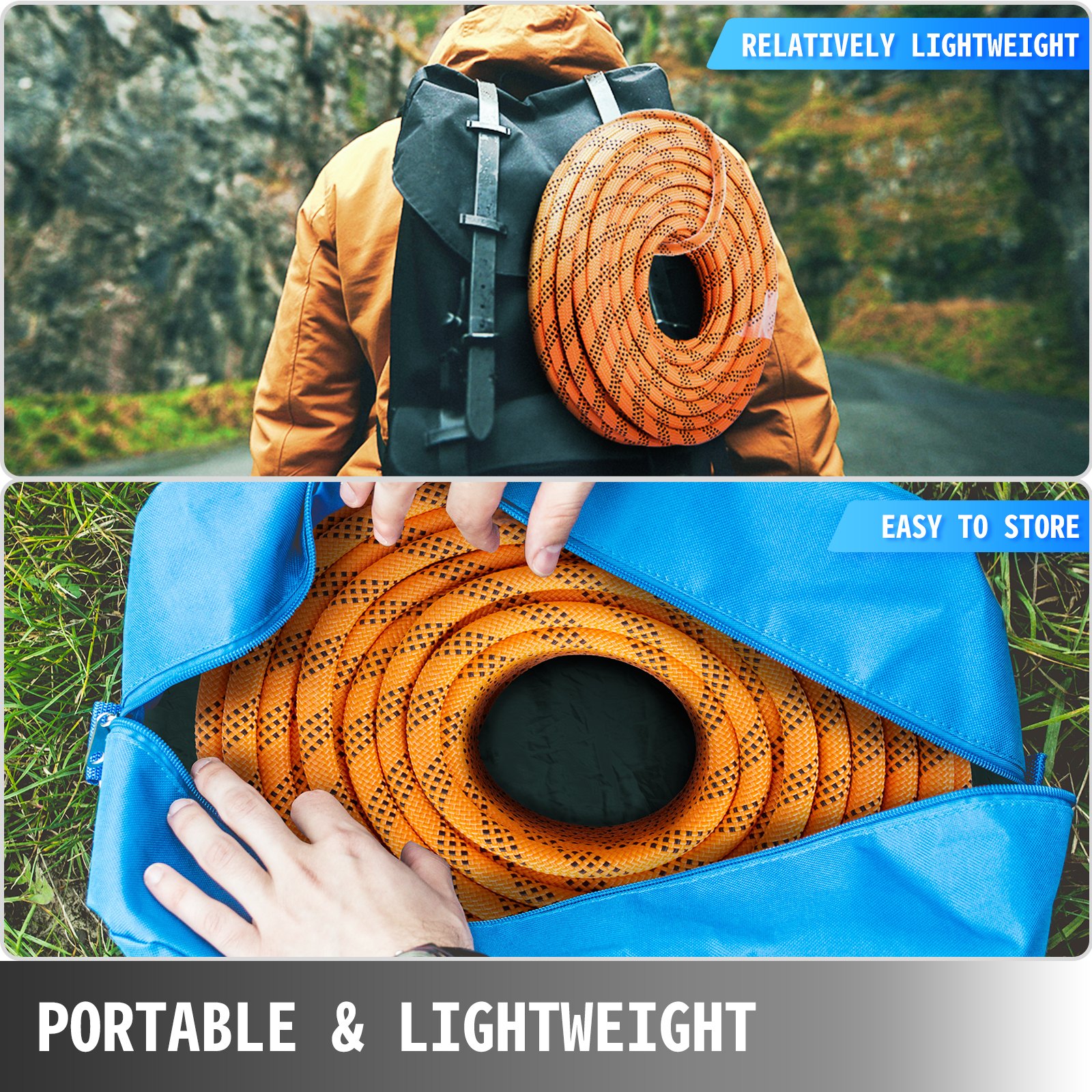 Polyester Rope 9/16" x 200', Load and Pulling Rope, 8600lbs Breaking Strength(Not suitable for rocking climbing, mountain climbing, hanging people, etc.)