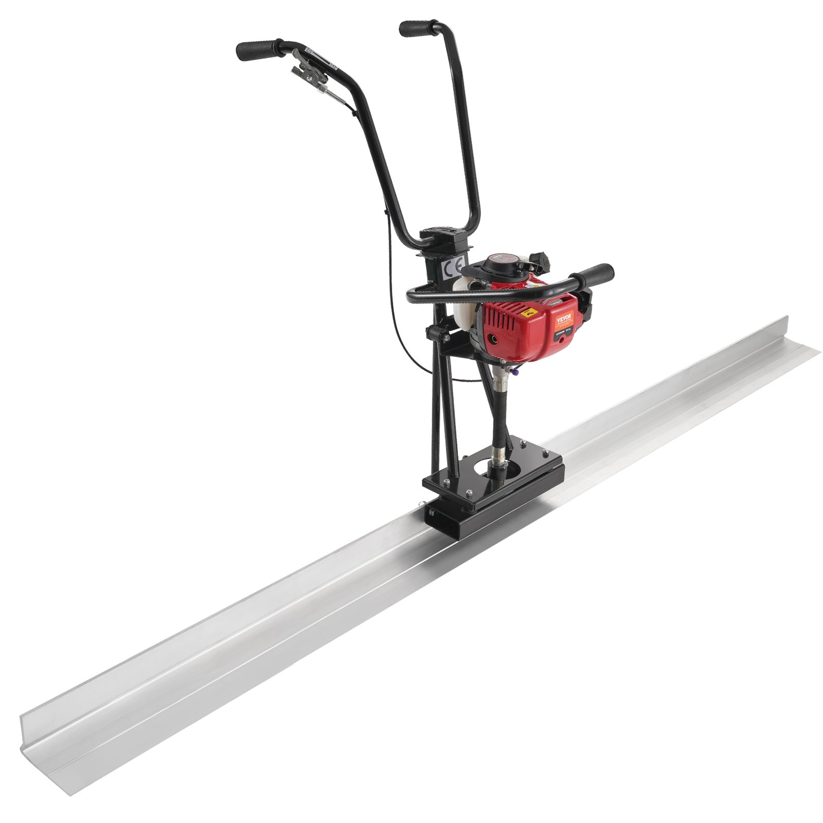 VEVOR Gas Concrete Power Screed, s 2445 mm hliníkovou deskou s rovnými hranami, 4taktní vibrační motor na cementovou úpravu s výškově nastavitelnými rukojeťmi, vysoce účinné betonářské nářadí 6500 ot./min.
