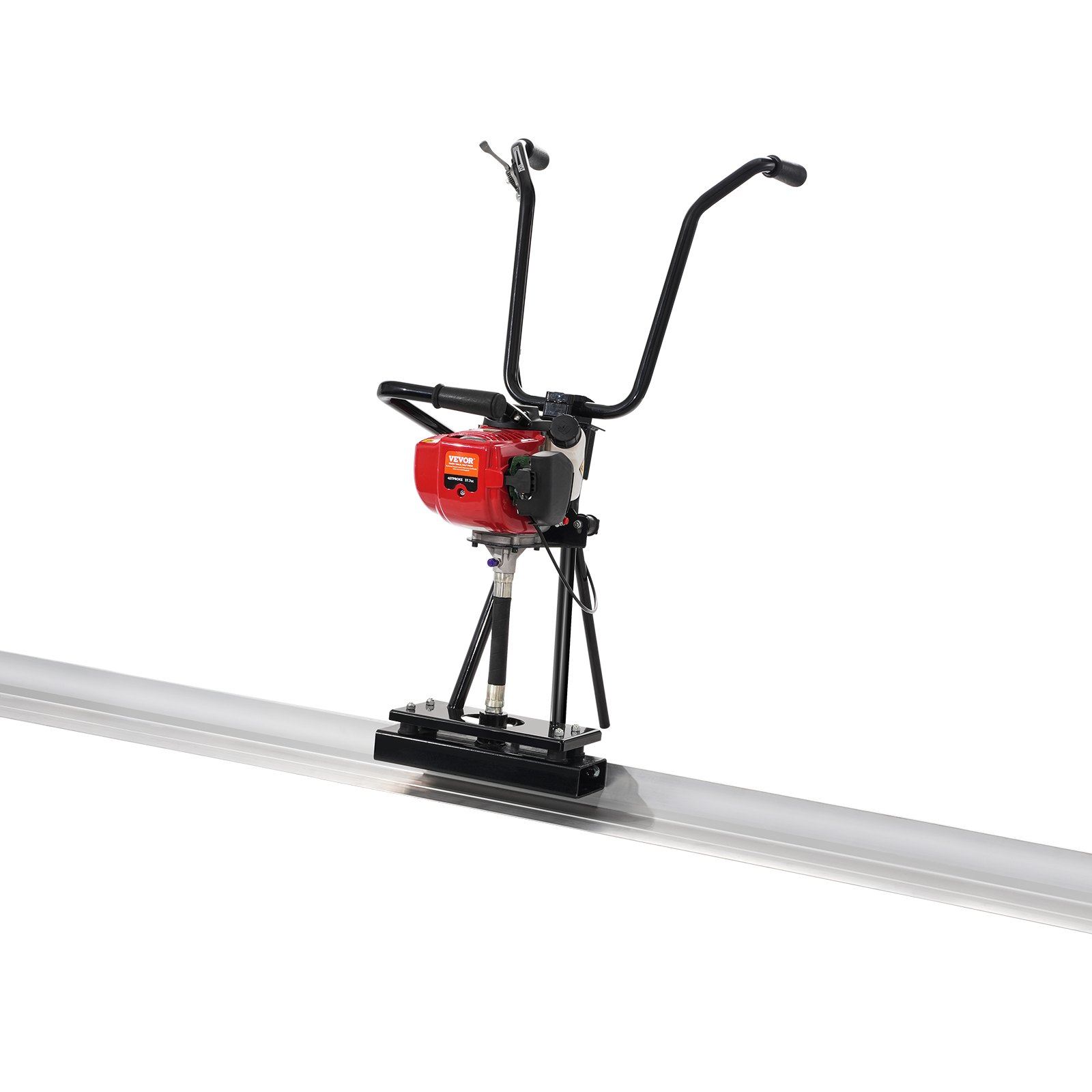 VEVOR Gas Concrete Power Screed, s 2445 mm hliníkovou deskou s rovnými hranami, 4taktní vibrační motor na cementovou úpravu s výškově nastavitelnými rukojeťmi, vysoce účinné betonářské nářadí 6500 ot./min.