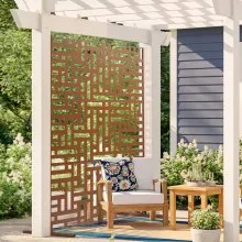 VEVOR Metal Privacy Screen, 36" W x 72" H, Outdoor Privacy Screens & Panels, Freestanding Outdoor Divider with Stand, 3-Panel Decorative Garden Steel Privacy Fence for Balcony Patio Indoor Room Brown