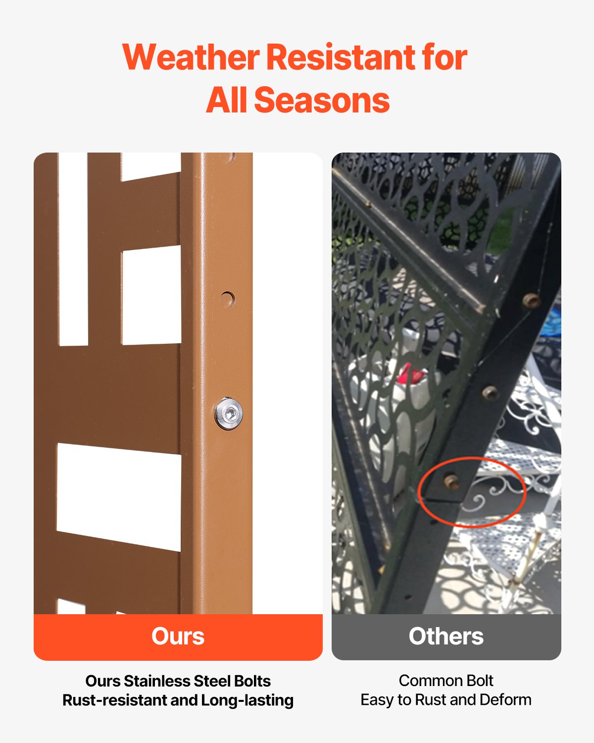 VEVOR Metal Privacy Screen, 36" W x 72" H, Outdoor Privacy Screens & Panels, Freestanding Outdoor Divider with Stand, 3-Panel Decorative Garden Steel Privacy Fence for Balcony Patio Indoor Room Brown