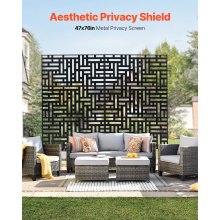 Metal Privacy Screen 47" x 76" Outdoor Privacy Screens & Panels for Patio Black