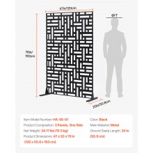 Tela de privacidade de metal VEVOR 47" x 76" Telas e painéis de privacidade para áreas externas, pretos