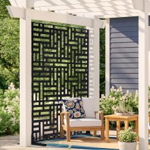 Metal Privacy Screen 47" x 76" Outdoor Privacy Screens & Panels for Patio Black